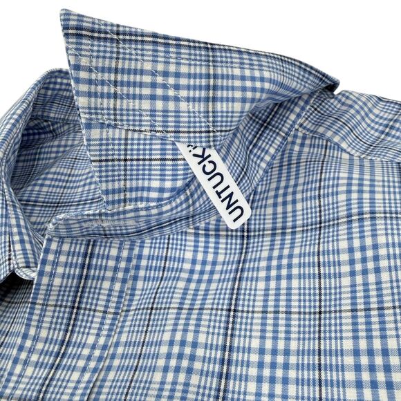 UNTUCKit Men's Durbanville Wrinkle Free Relaxed Fit Plaid Shirt Blue Large - Picture 6 of 12